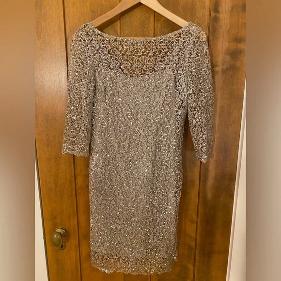kay unger champagne dress Donna Column Gown Kay Unger